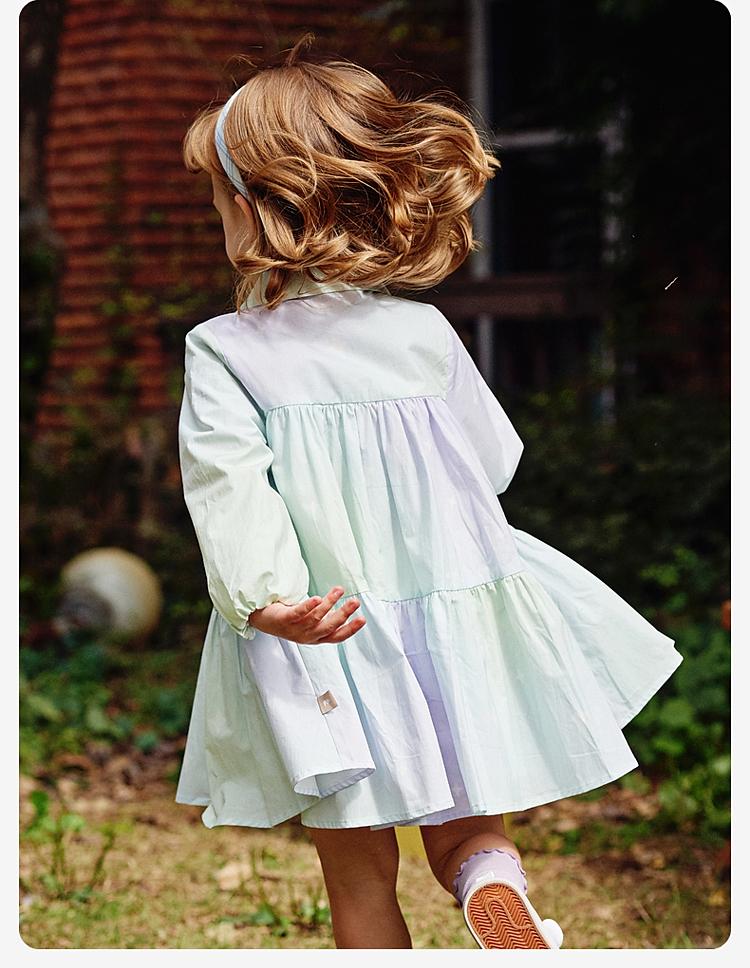 David Bella Children's Dress Autumn Dress Girls' Gradient Pure Cotton Princess Dress Middle Children's Dress