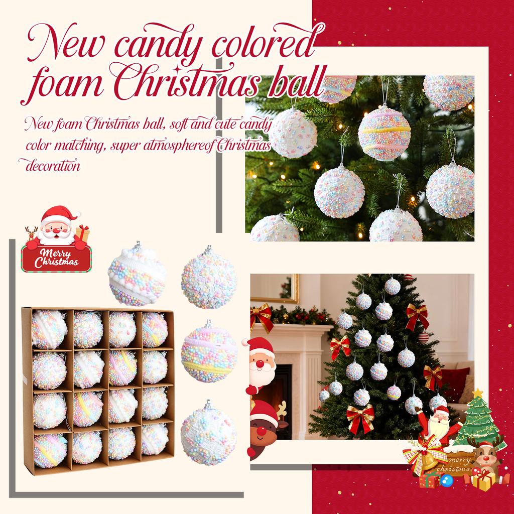 6cm 16pcs Candy Color Foam Christmas Ball Christmas Tree Ornaments Colorful Balls Christmas Decorations Christmas Ornaments Set
