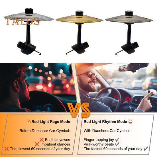 2Pcs Car Vent Mini Drum Crash Cymbal for Car Vent Car Dashboard Percussion Turn Your Ride Into A Rhythm Zone Drummer Car Accessory