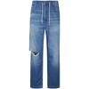 Loose Fit Ripped Drawstring Waist Denim Pants Men Bottoms 4RC705G