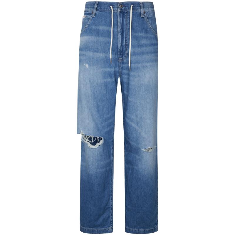 

Calvin Klein Loose Fit Ripped Drawstring Waist Denim Pants Men bottoms 4RC705G M