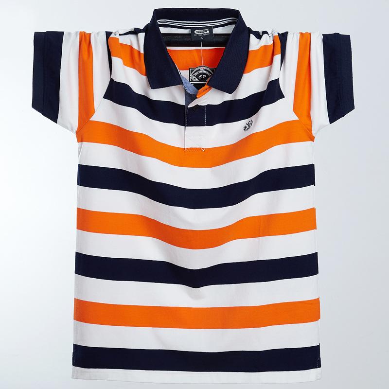 Men's 2025 Summer Striped Polo T-Shirt - Short Sleeve, Lapel, Loose Fit, Plus Size, Cotton