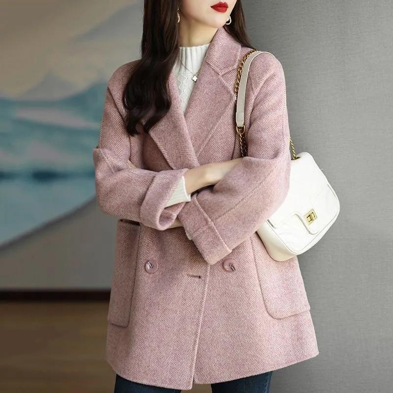 Wool Coat Elegance Coats Jackets Women Autumn Winter Jacket Women Long Sleeve Office Lady Trench Coat