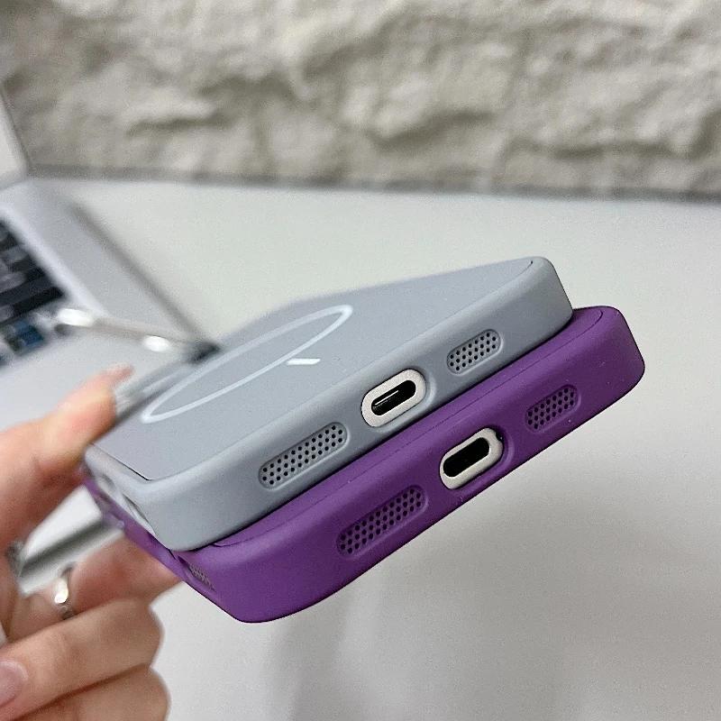Trendy Silicone Magnetic Lens Stand Case for iPhone 16 15 14 11 12 13 Pro Max Plus MagSafe Compatible Shockproof Protective Case