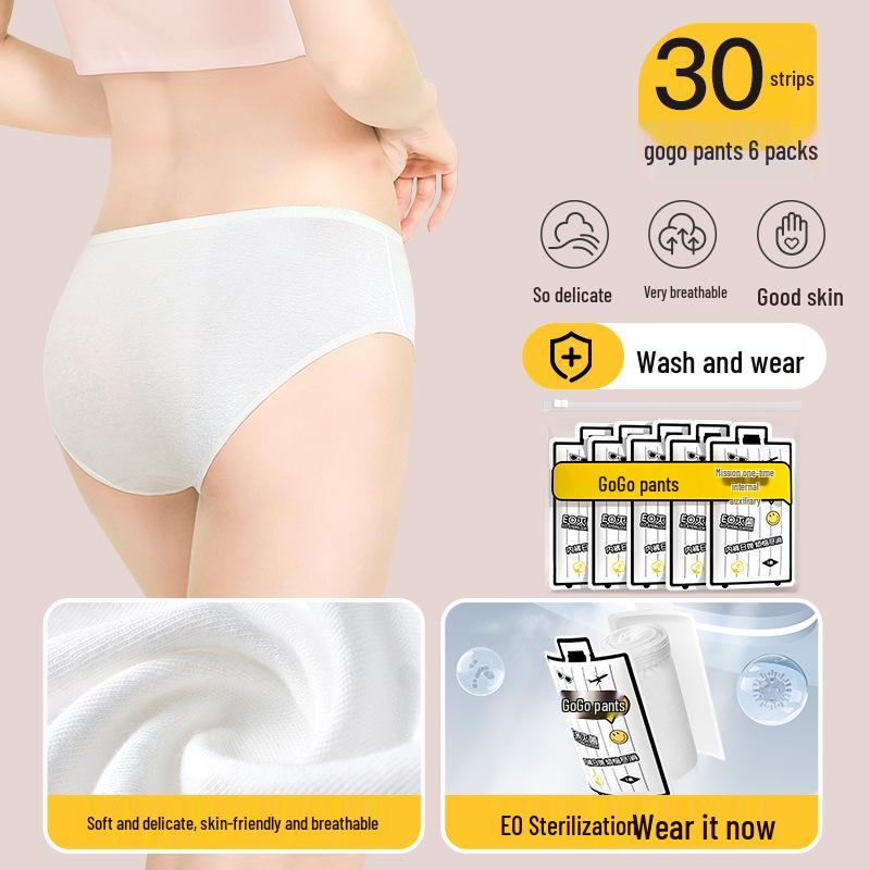 Women's Disposable Underwear: Travel-Friendly, No Logo, Sterile, Wash-Free for Maternity, Postpartum, and Daily Use.