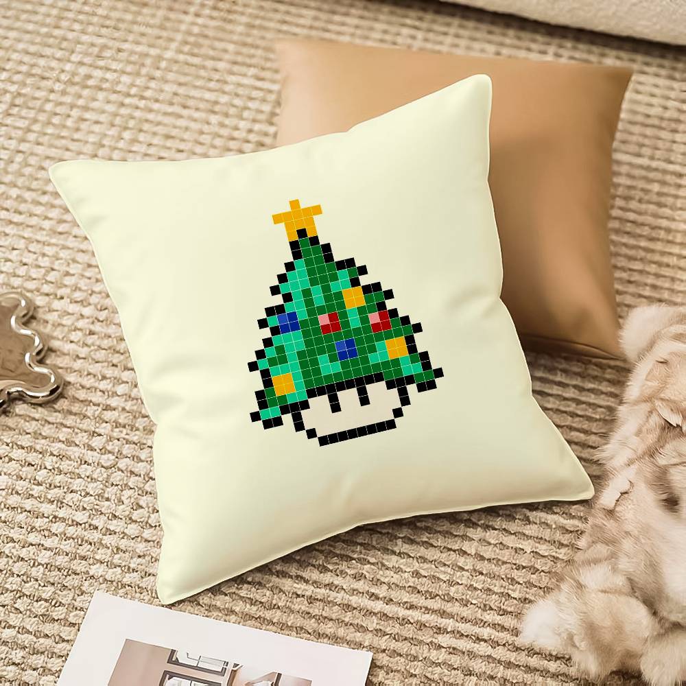 M-Mushroom Christmas Outfit Pillow Case Sofa And Living Room Decorative Cushion Covers Dust-proof And Mite-proof Invisible Zippe