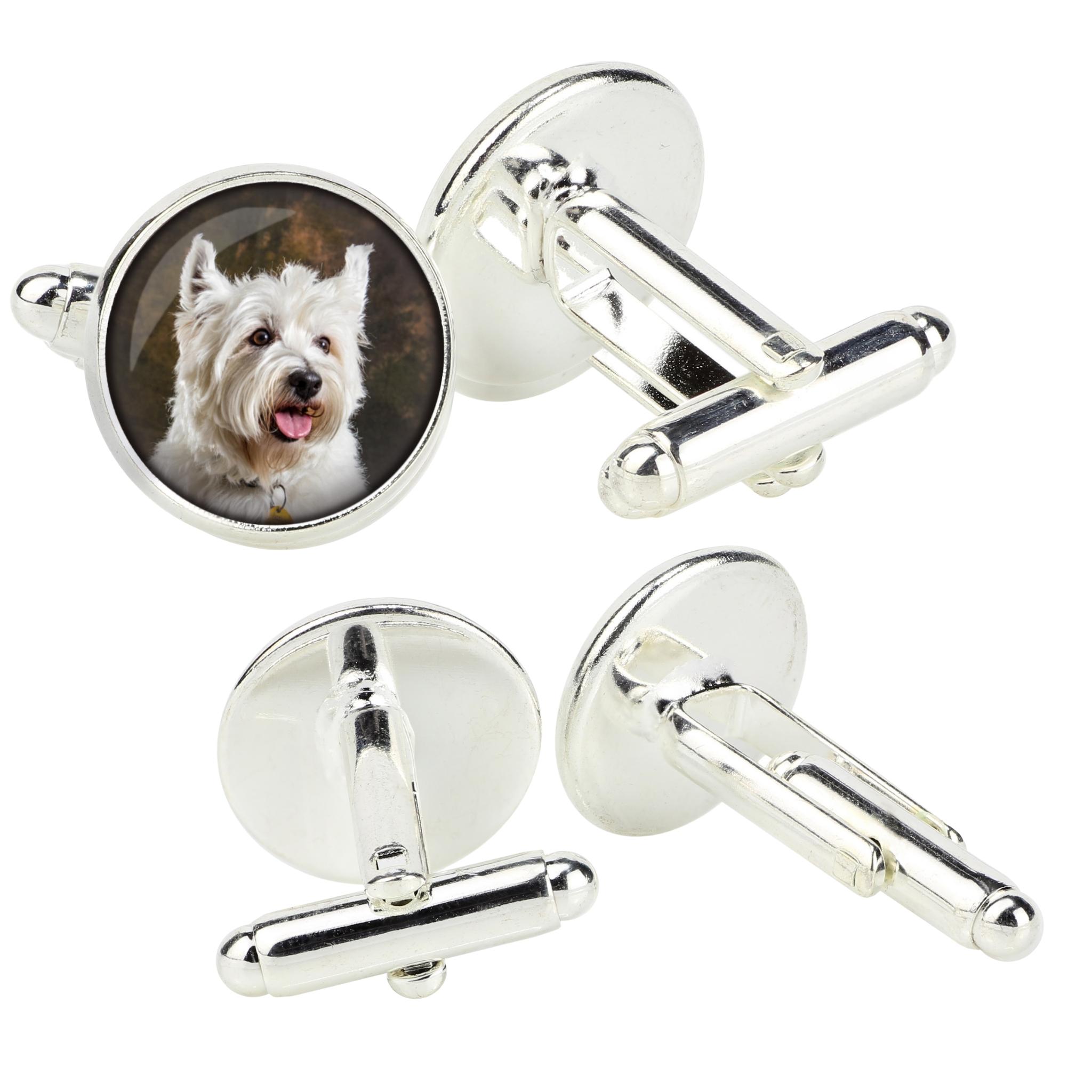 

West Highland White Terrier, Westie, Westy - cufflinks in a box, handmade jewelry, product of the Art-Dog brand срібний
