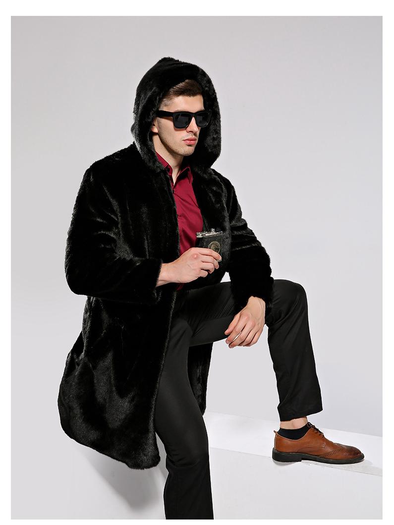 

Men s European & American Fashion Mink and Rabbit Fur Long Coat M