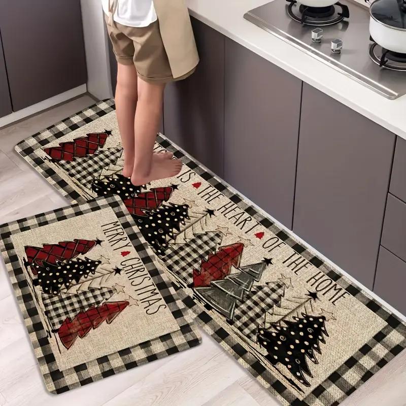 

VIKAMA Christmas Tree Theme Rug, Soft Non-Slip Home Decor, Entrance Hall Doormat, Kitchen Two-Piece Mat Set, Bathroom Foot Mat 40x60cm