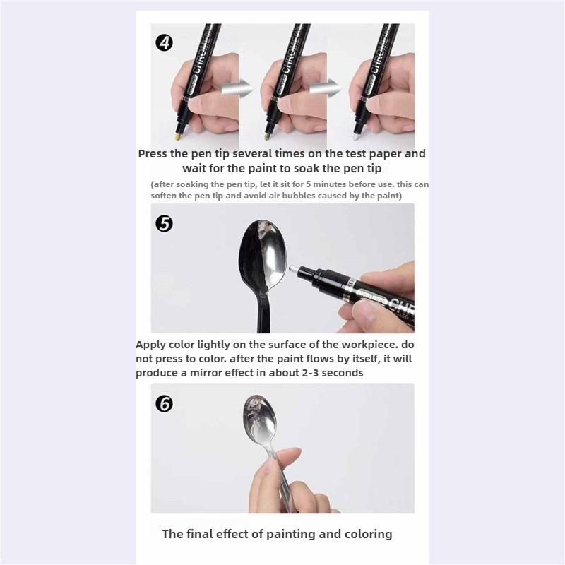 Hochglänzender Metallischer Chrom Lackstift DIY Modelle Handwerk Spiegelglanz Reflektierender Marker Galvanisierung Metalleffekt Schreibwerkzeug