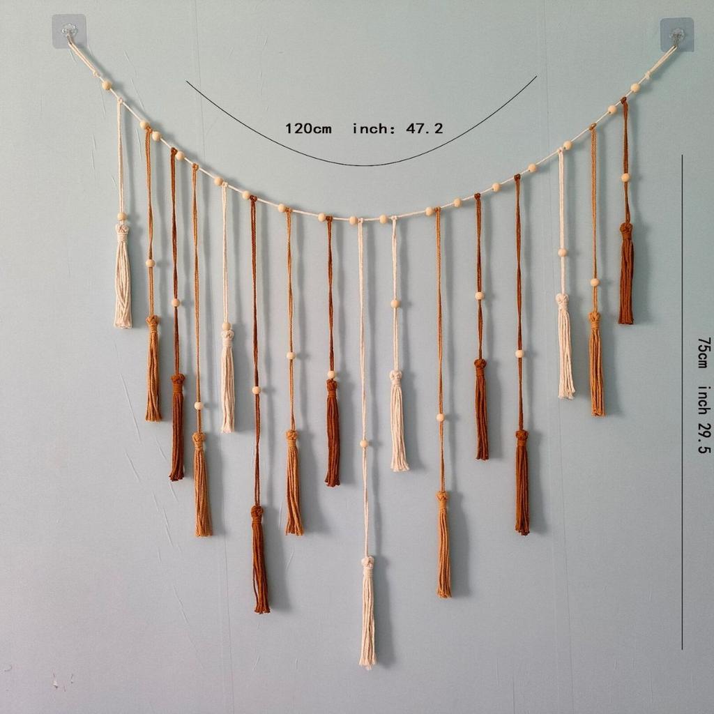 Boho Ev Dekorasyonu, Makrome Duvar Halısı Makrome Yaprak Tüy Duvar Asılı Dekor Oturma Odası Yatak Odası için, Boho Duvar Sanatı Ev Dekoru