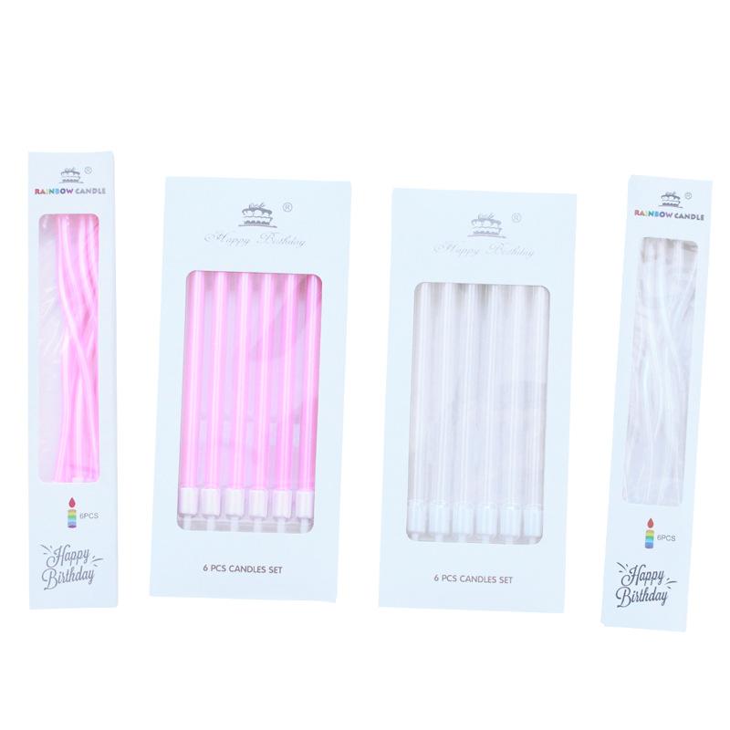 Pearlescent Pink White A8 Straight Pencil Candle Birthday Party Party Curve Pearlescent A15 Candle