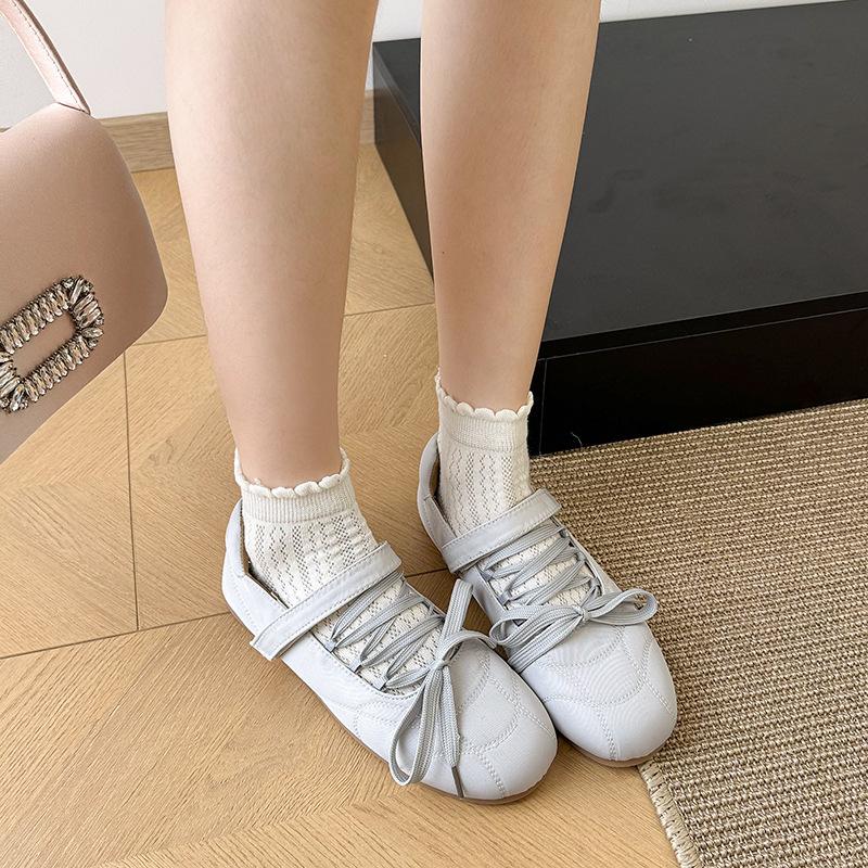 2025 spring new flat-bottomed shallow-mouth single shoes, straps, soft-soled ballet casual shoes, Mary Jane shoes, versatile women's shoes