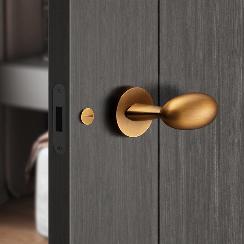 Nordic Door Lock Indoor Bedroom Silent Door Lock Simple Yellow Bronze Split Lock Modern Furniture Decorative Door Handle