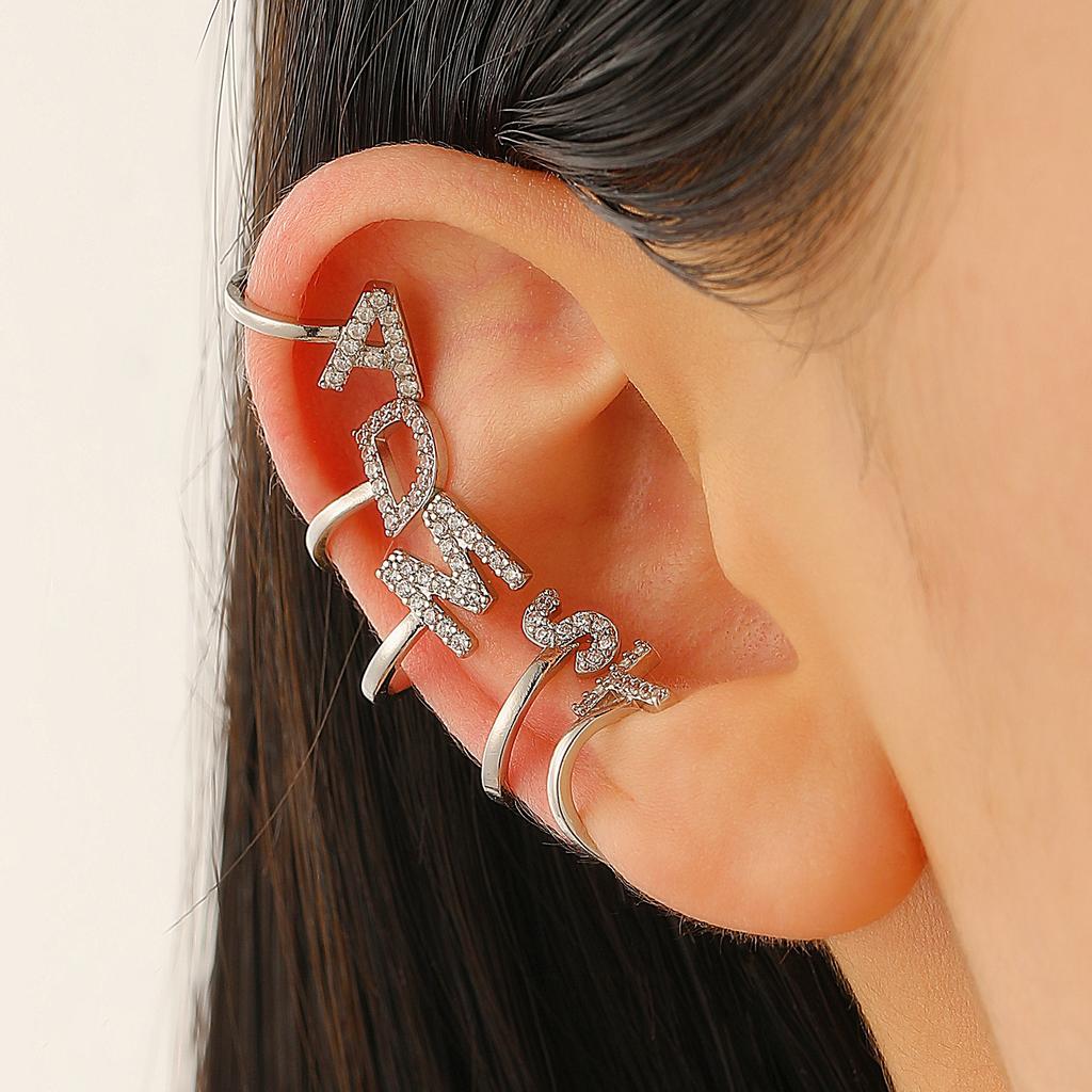 Advanced Temperament 26 English Letter Ear Clip Simple U No Ear Hole Earrings For Women