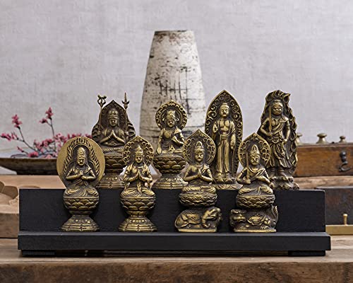 Buddhistische Statue Seishi Bodhisattva (klein, 6,8 cm, antikes Gold) von Bildhauer Keishu Watanabe. Originalmodell (im Jahr des Pferdes geboren). Zodiac Gu