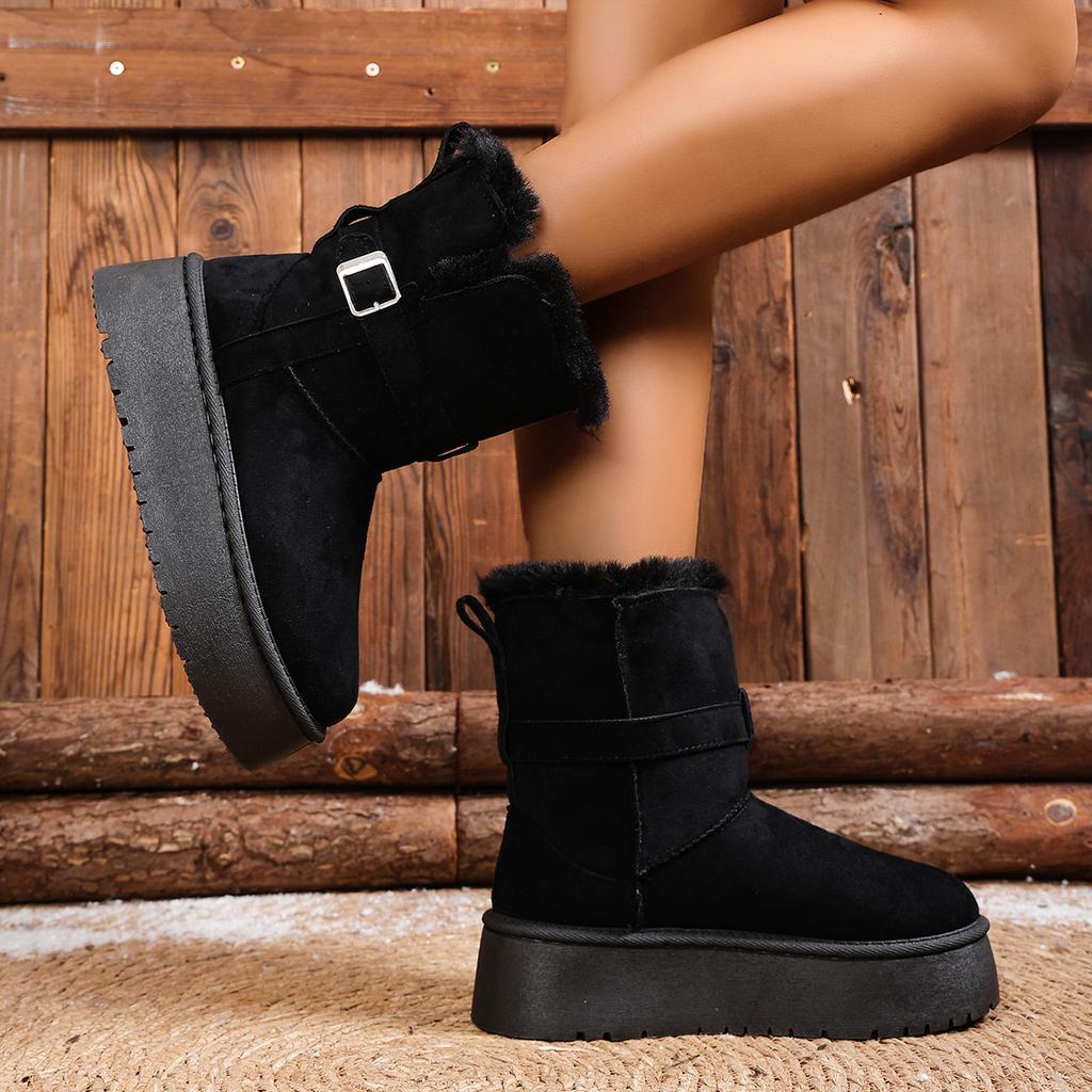 Winter New Velvet Warm Snow Boots Non-slip Comfortable Women's Shoes Northeast Outdoor Travel Versatile Belt Buckle Cotton Shoes