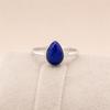 Lapis Lazuli Ring Sterling Silver, Pear Shape Blue Stone Ring, Bezel Set Cabochon Ring, Handmade Boho Minimalist Jewelry