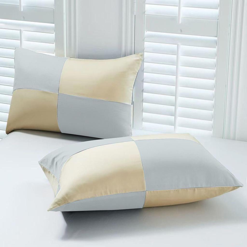Set of Two Silky Soft Bamboo Fiber Patchwork Pillowcases with a Cool Feel
