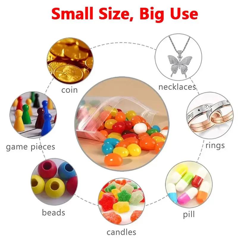 100 Buc Pungi Groase Sigilate cu Fermoar Pungă de Depozitare din Plastic Transparent pentru Bijuterii Mici Ambalare Alimente Pungi Sigilabile Ziplock