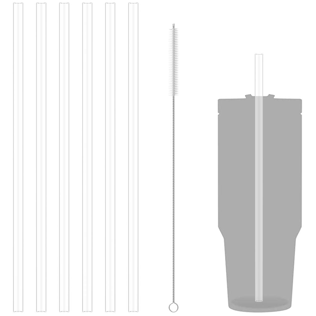 6/25 Stück Plastikstrohhalm-Set mit Reinigungsbürste 11,85 Zoll lang BPA-frei Klare Trinkhalme für Smoothies Tee Saft Milchshakes