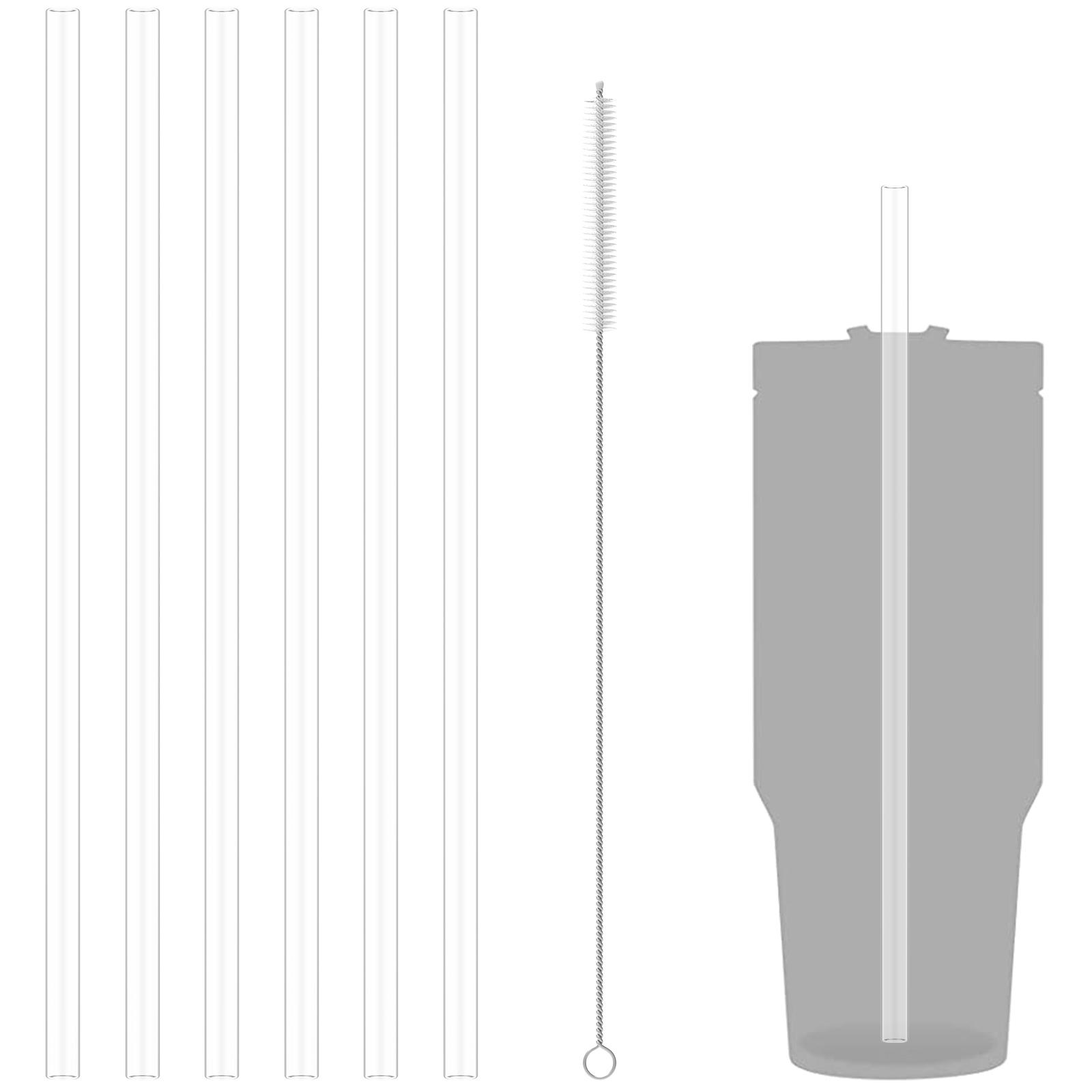 

6/25Pcs Plastic Straws Set with Cleaning Brush 11.85 Inch Long BPA Free Clear Drinking Straws for Smoothies Tea Juice Milkshakes