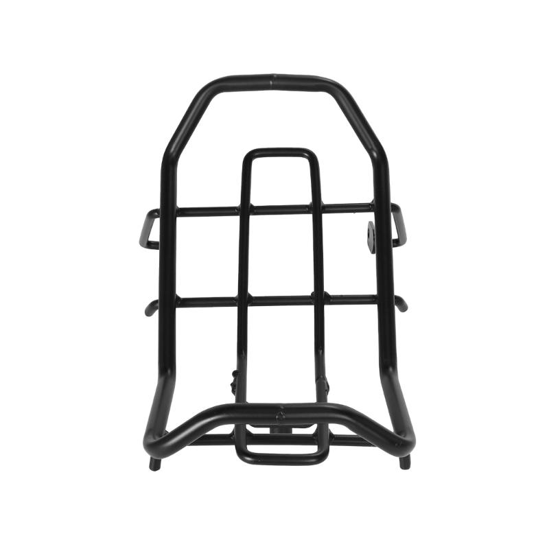 Black Metal Motorcycle Cargo Rack for CT125 2020-2023 JA55/JA65, Featuring Open Tubular Construction and Attachment At Existing Motorcycle Mounting