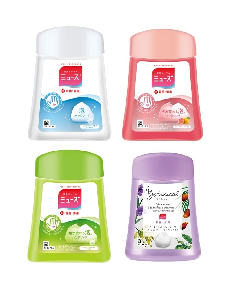 

MUSE Hand Soap Foam Refill Automatic Dispenser Variety Set 4 Types 250ml Sanitization [Quasi-drug] No-Touch (Original/Grapefruit/Kitchen/Botanical