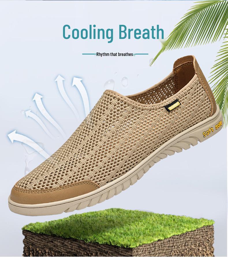 Men's Breathable Mesh & Cowhide Slip-On Loafers