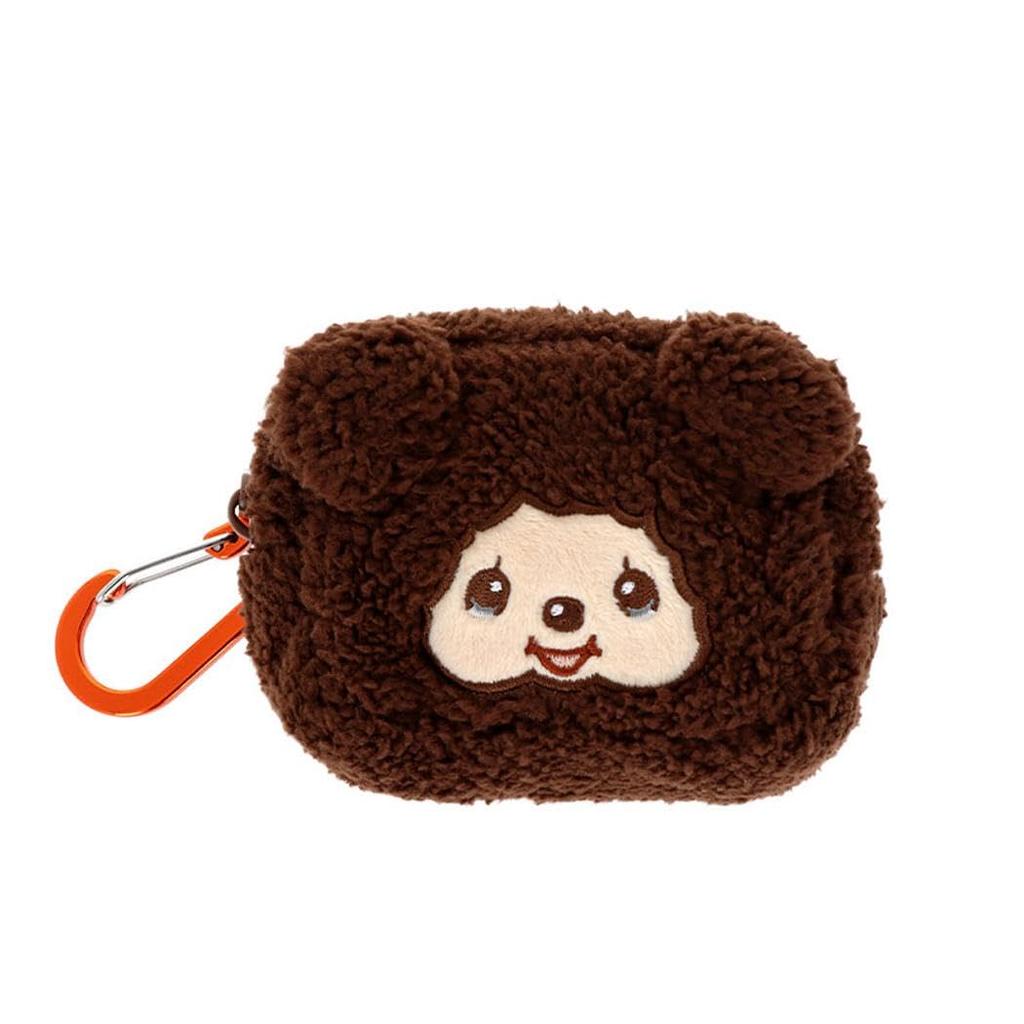 Stationery Monchhichi Merchandise Mini Pouch Plush Toy with S2221578 Sun-Star Carabiner, Bear,