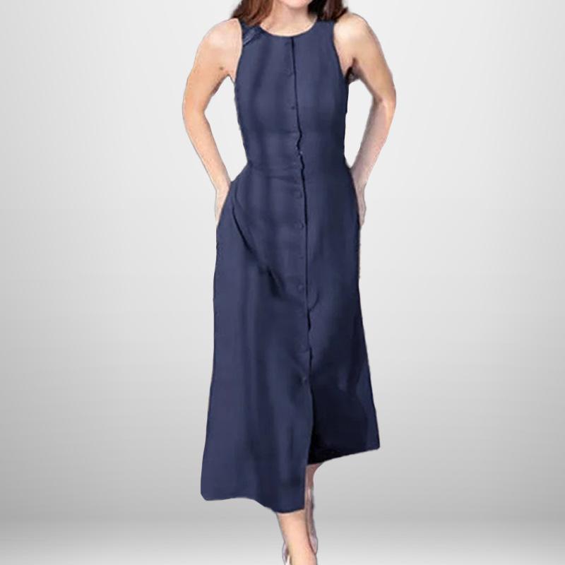 

New Spring Women s Sleeveless Waist-hugging Fashion Dress 3XL коричневий