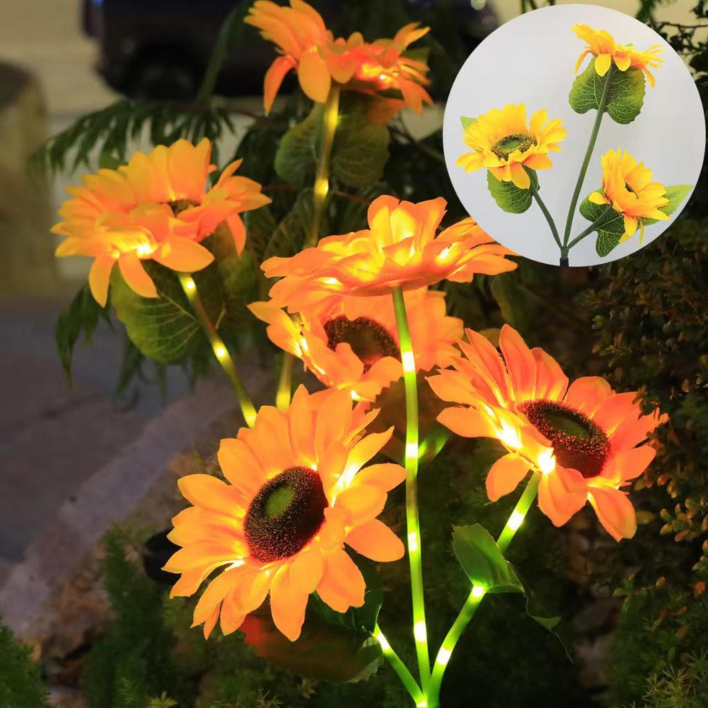 Waterproof Solar Sunflower LED Ground Stake Light for Outdoor Garden, Villa, Balcony, or Courtyard Lawn Decor