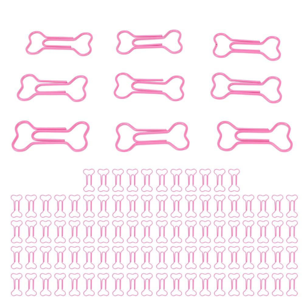 

100Pcs Bone Shaped Small Paper Clips Pink Mini Paper Clips Stationery Accessories Paperclips Office 100Pcs