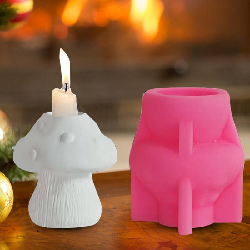 Candle Holder Mold Mushroom Shape Candle Holder Silicone Mold Silicone Mold Home Decoration Candlestick Base Mold Creative