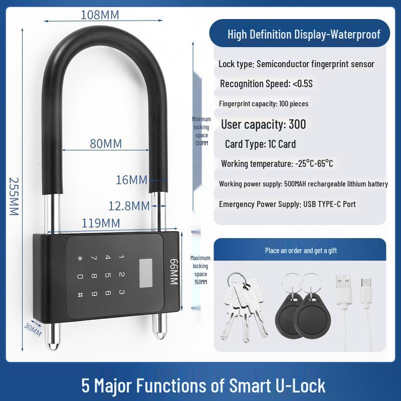 Smart Waterproof Outdoor Fingerprint Padlock: Rust-Proof, Anti-Theft, Password-Protected for Door & Cabinet Security