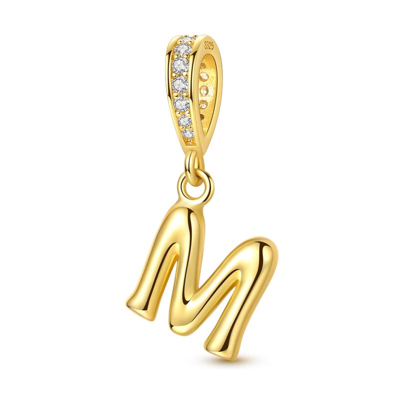Original Copper Charm Bead Gold Alphabet Love Letter Pendant Fit Original Bracelet Chain For Women Diy Jewelry Gift