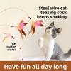 Steel Wire Cat Teaser, Long Rod, Feather Bell, Cat Teaser, Replaceable Head, Interactive, Self-entertaining, and Biting Cat Toy