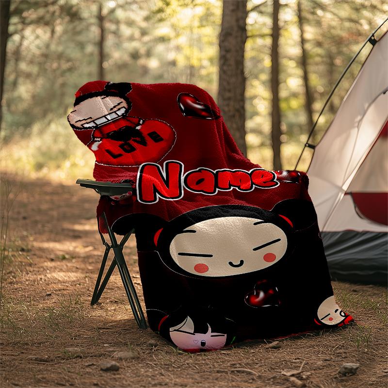 Personalized Custom Name Blanket - Pucca Print Design,Blanket for Sofa,Bed,Travel,Camping - Soft and Warm, Great Gift