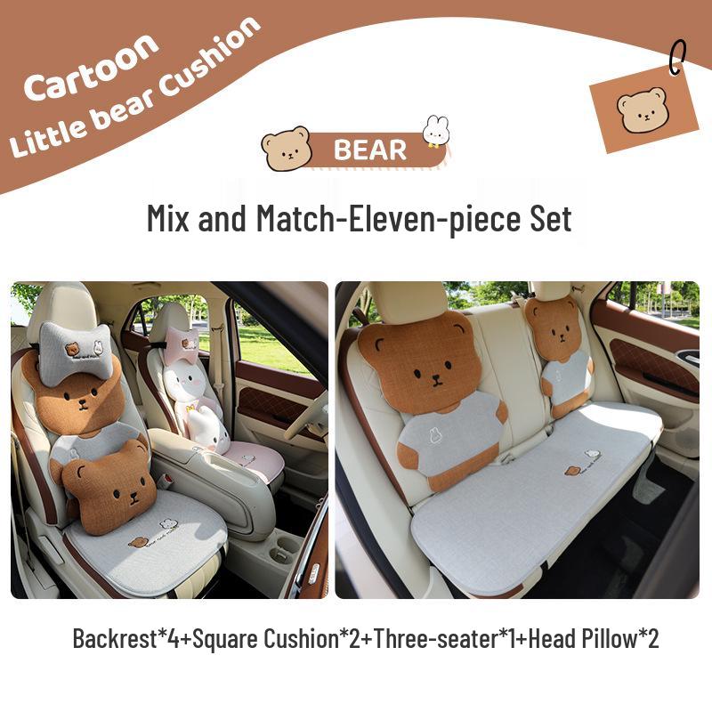 Pernă Scaun Auto Desen Animat - Universală, Bumbac-In Respirabil, Husă Scaun Spate pentru Patru Sezoane