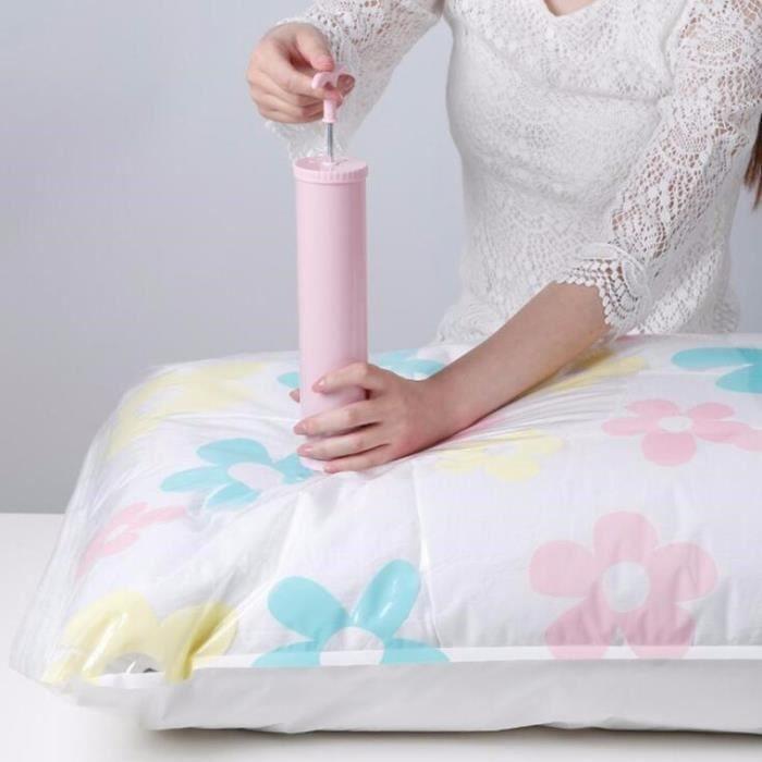 Sac de rangement sous-vide épais compressé réutilisable avec pompe à main - Multicolore