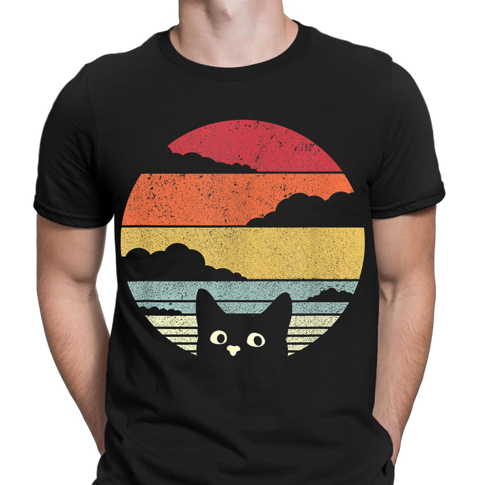 Cat Kitten Cats Animal Lovers Gift Funny Retro Mens T-Shirt Mens Womens Tees Tops Tee Top NED M