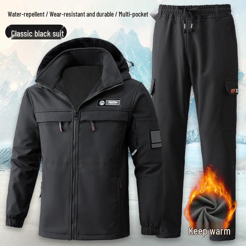 Winter Velvet Ski Suit: Water-Repellent, Windproof, Warm Workwear for Outdoor Cold Protection