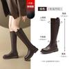 Augustine Black Boots Women's 2025 New Autumn and Winter Fleece Thick-soled Thick-legged Small Knight Boots Boots
