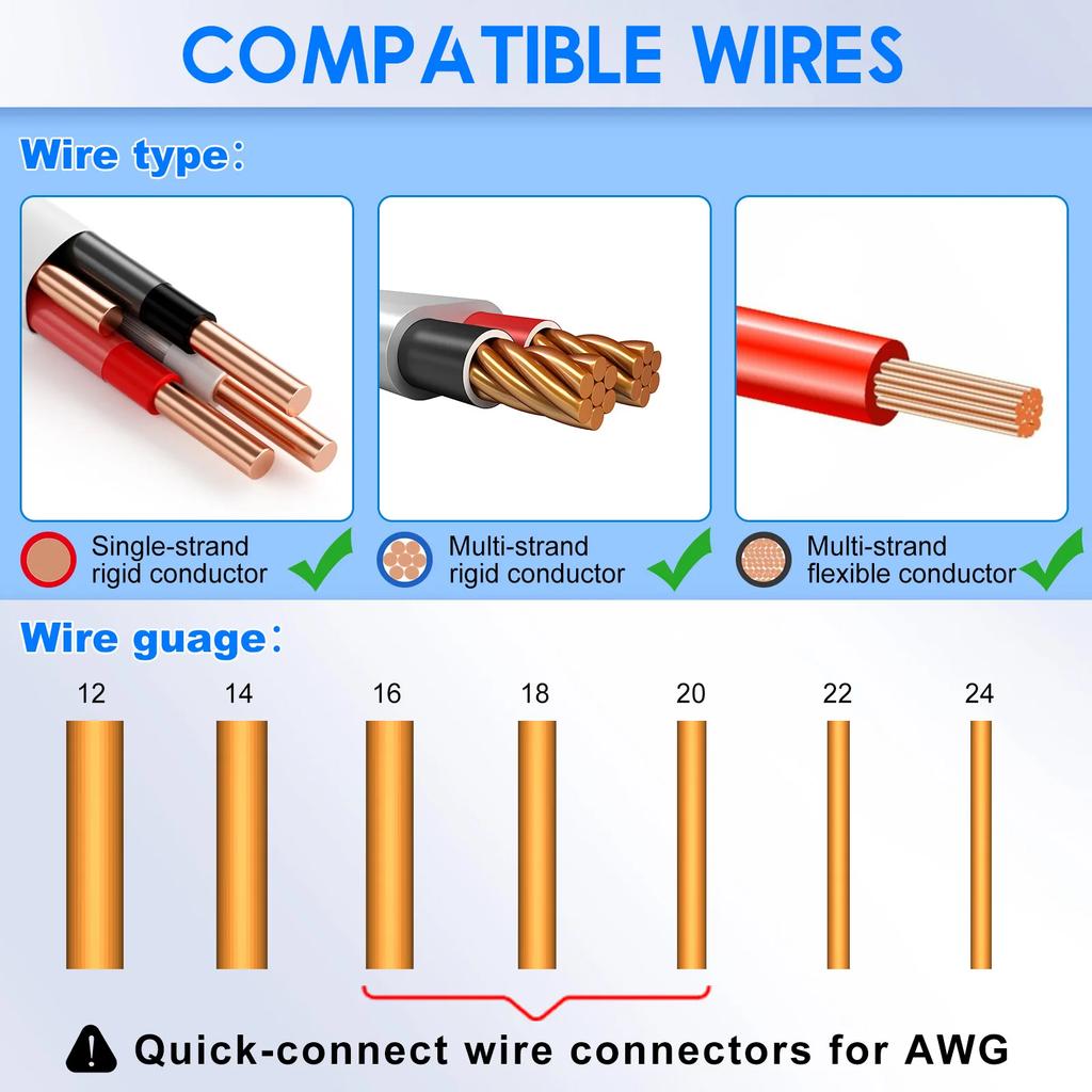 40Pcs T-Tap Wire Connectors Kit 16-20 AWG 3 Way 1 Pin & 2 Pin Electrical Wire Splice Connectors Waterproof Electrical Connector