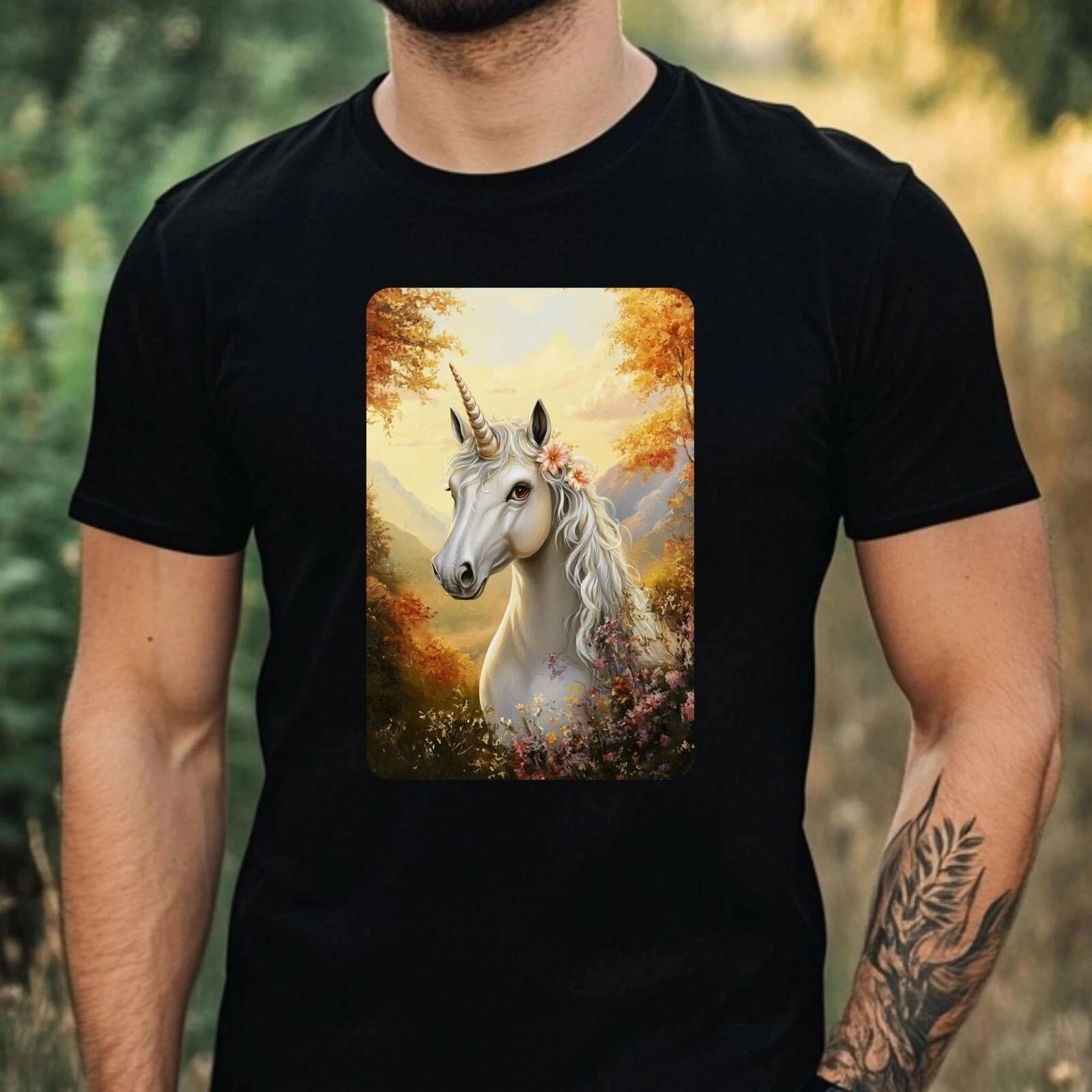 T-Shirt Herren Einhorn Portrait Motiv Baumwolle Größe XS bis 5XL M