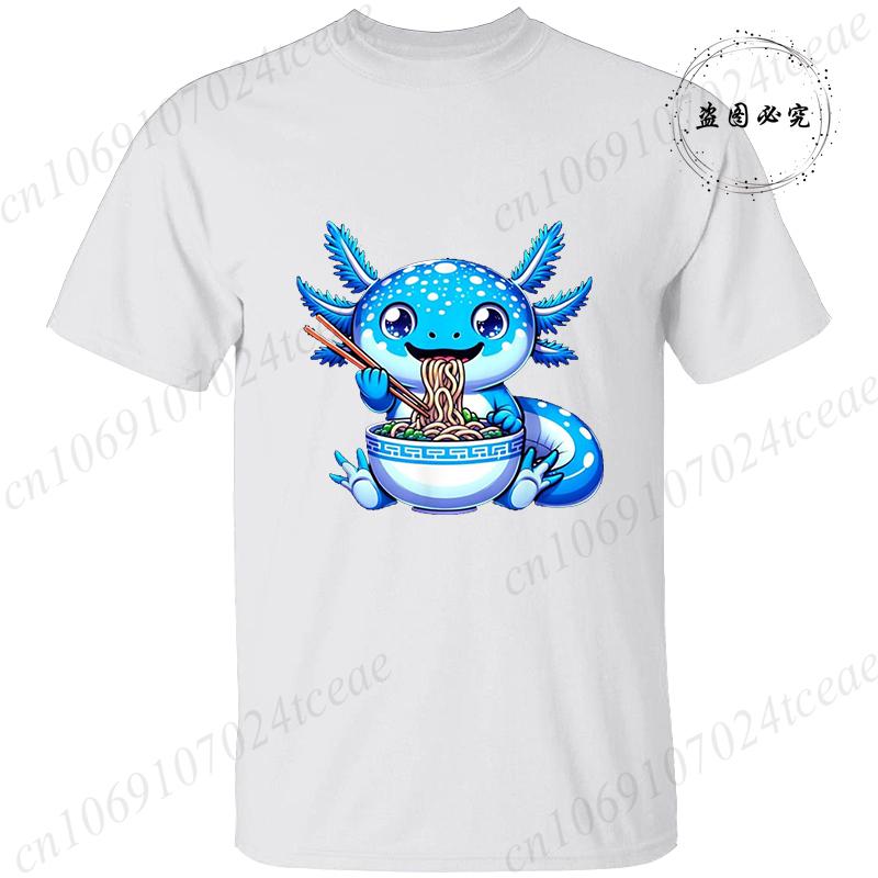 Axolotl-Gaming Anime Men's Women T-shirts Funny Graphic TShirt Tops  O Neck Short-sleeved Tops Summer Korean T Shirt Unisex Tees