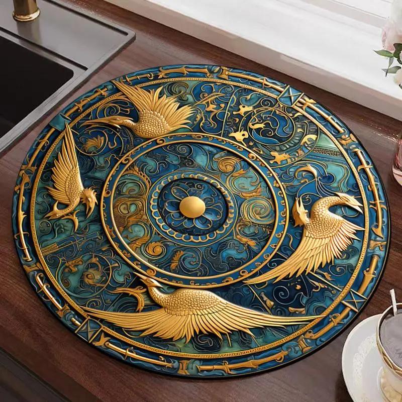 

BEPAN New Chinese Style Circular Diatomaceous Mud Drainage Mat Dining Table Tea Bar Counter Mat Dining Table Tableware Insulation Mat 30x30cm&1PC