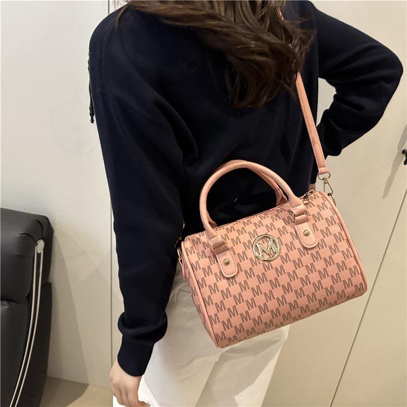Women's bag new retro printed portable cylinder bag large capacity trendy versatile shoulder bag fashionable broadband messenger bag