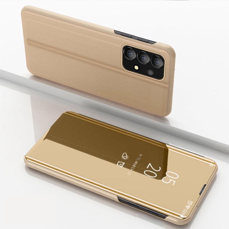 For Samsung Galaxy A53 5G Plated Mirror Flip Leather Case with Holder