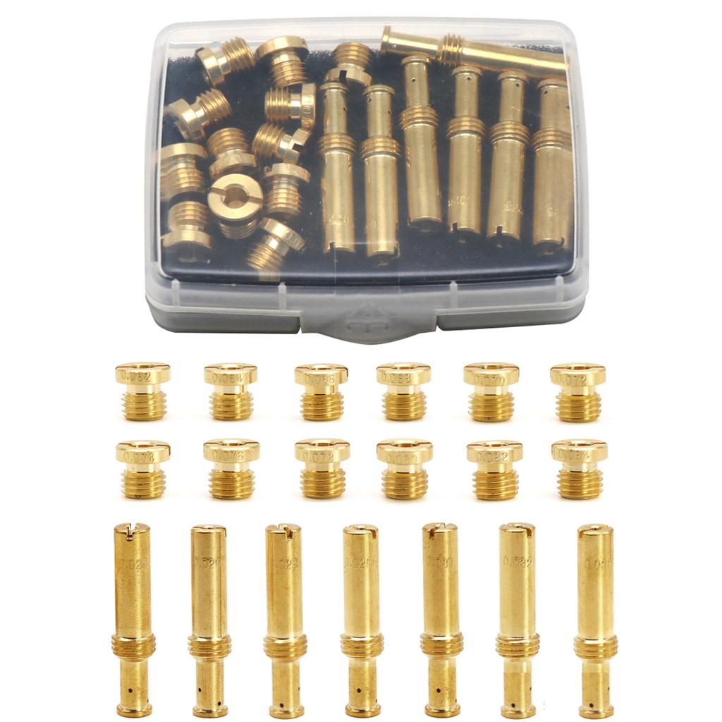 19-piece/set Carb Main Nozzle Set Main Intermediate Jet Set Easy Assemble Brass Compatible-for EVO- TC- V-Twin Durable